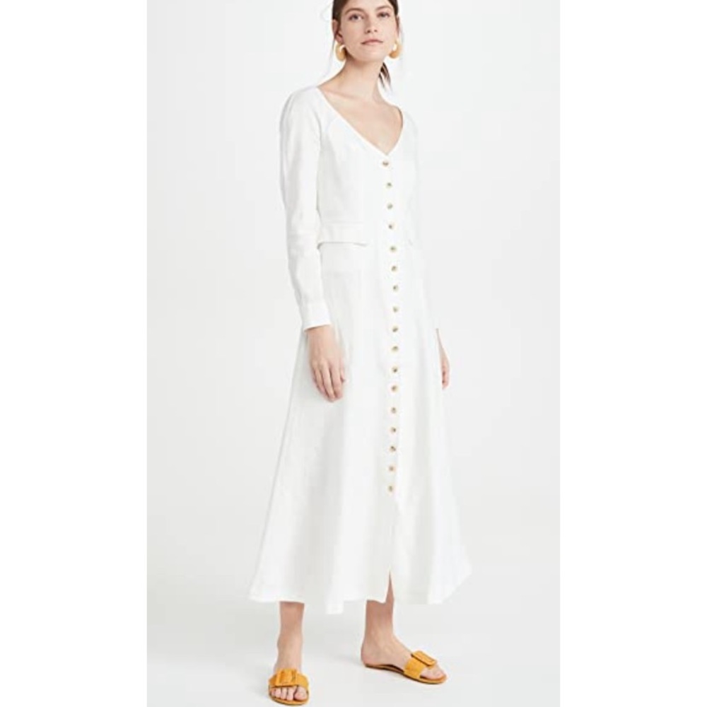 NWT Mara Hoffman Long-Sleeved White Linen Dress